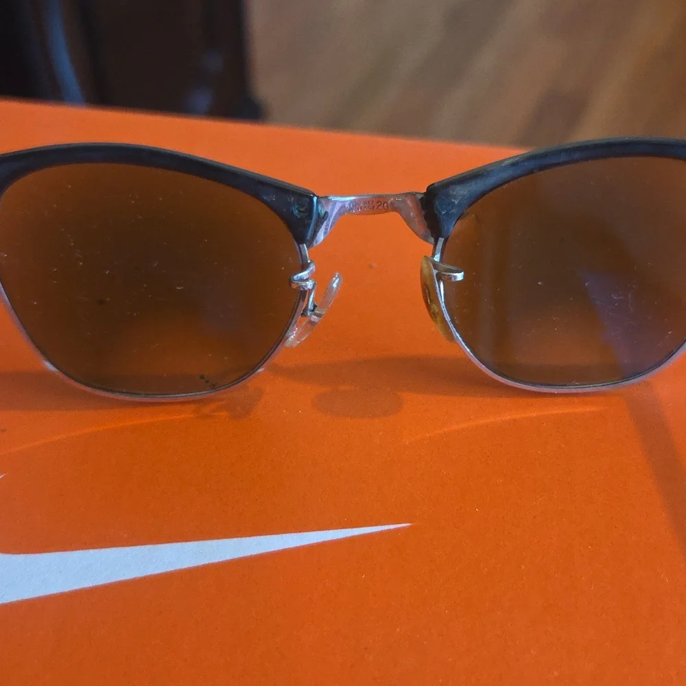 Antique 1940s Or 1950s Brown and Silver Prescription Sunglasses With Bifocals